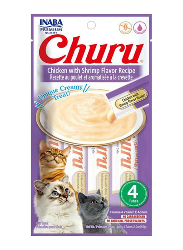 

Inaba Churu Chicken with Shrimp Flavour Recipe Cat Wet Food, 3 x 4 Piece