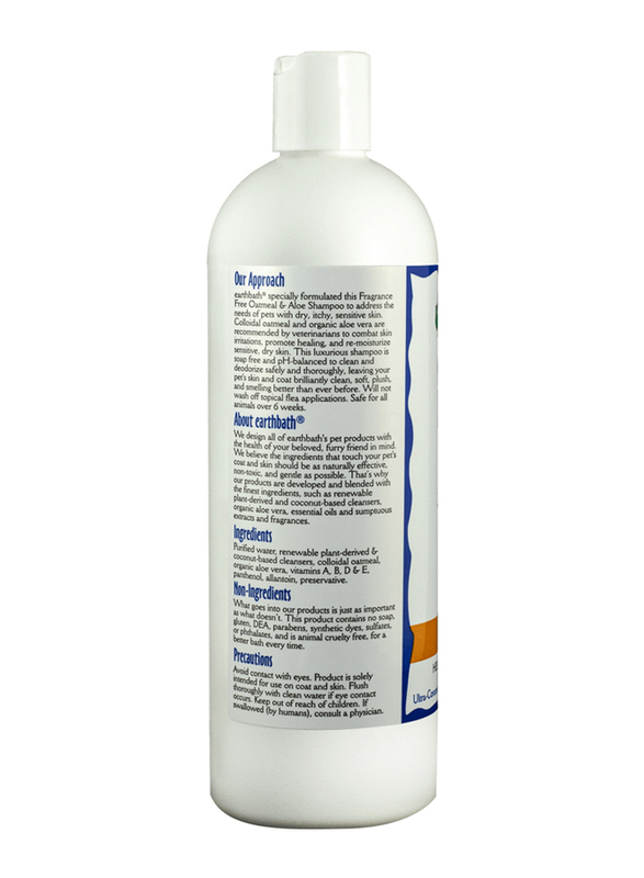 Earthbath Oatmeal & Aloe Fragrance Free Shampoo, Relieve Itchy Dry Skin, 16oz