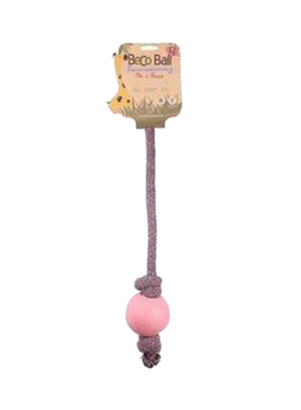 Beco Natural Rubber Ball On Rope for Dogs, L, Pink