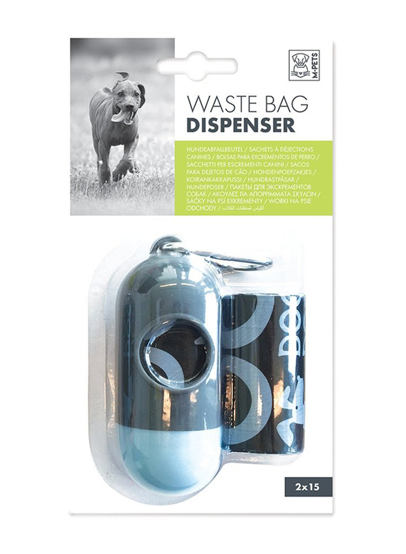 

M-Pets Dog Waste Bag Dispenser With Bags, 30 Pieces, Blue