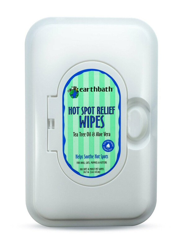 

Earthbath Hot Spot Wipes with Tea Tree Oil & Aloe Vera, Re-Sealable Container, 100 Wipes