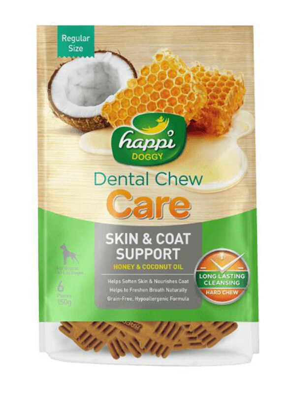 

Happi Doggy 4" Dental Chew Care-Skin & Coat Support, 150g