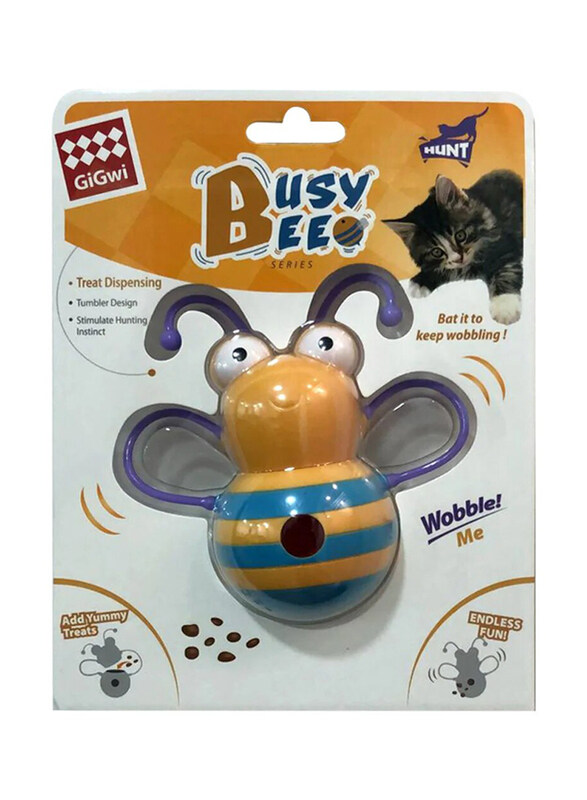 

Gigwi Busy Bee Treat Dispenser Infused Catnip Oil Cat Toy, Yellow/Blue