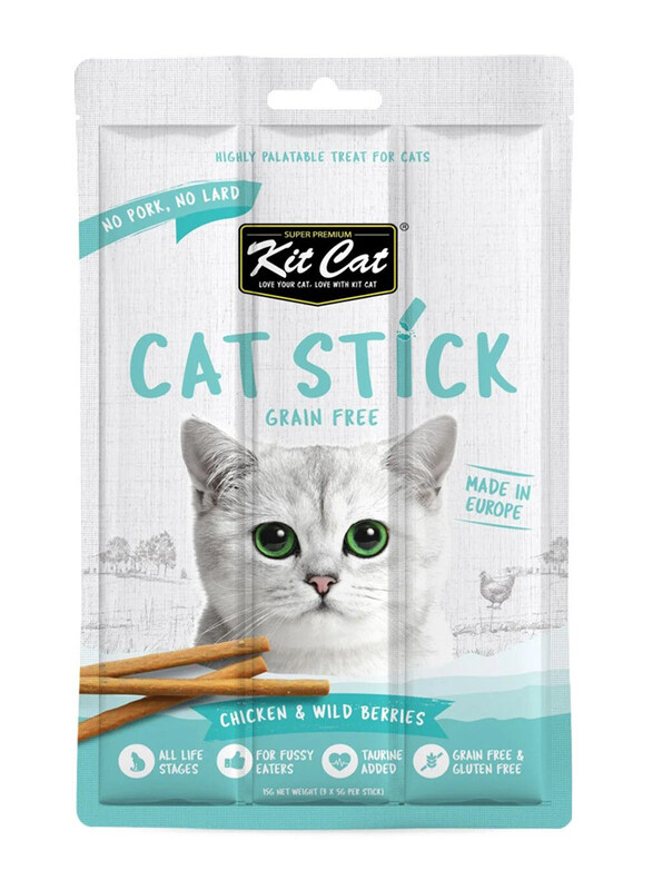 

Kit Cat Grain Free Chicken & Wild Berries Flavor Stick Treat Cat Dry Food, 3 x 15g