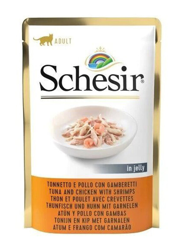 

Schesir Pouch Jelly Tuna Chicken Shrimps Wet Cat Food, 10 x 85g