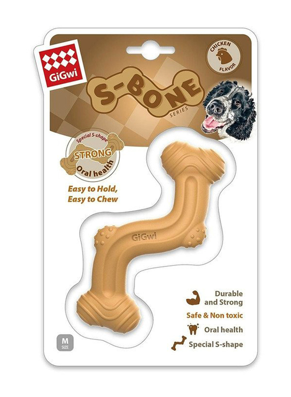 Gigwi Nylon Bone with S Shape, 5.5-inch,  Medium, Brown