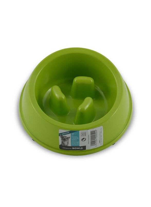 

M-Pets Melamine High Back Slow Down Bowl for Pets, 250ml, Green