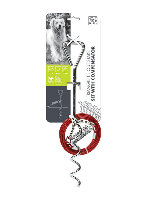

M-Pets Dog Triangle Tie Out Stake Set with Compensator, 4.5m, Silver