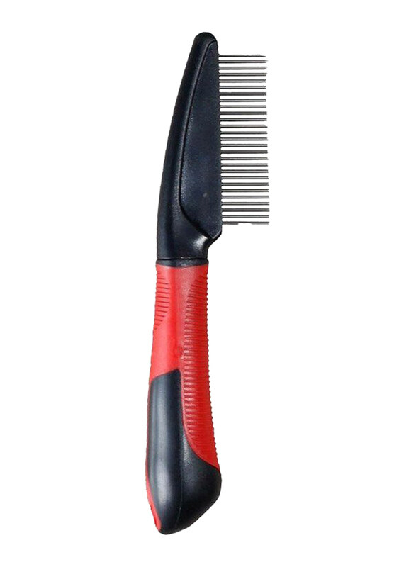 

Flamingo Dog Grooming Comb for Long Hair, Black/Red