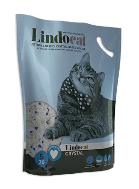 Lindocat No Scent Crystal Silicagel Cat Litter, 5L, White