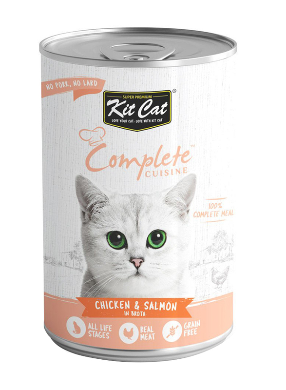 

Kit Cat Complete Cuisine Chicken & Salmon Flavour In Broth Can Wet Cat Food, 3 x 150g