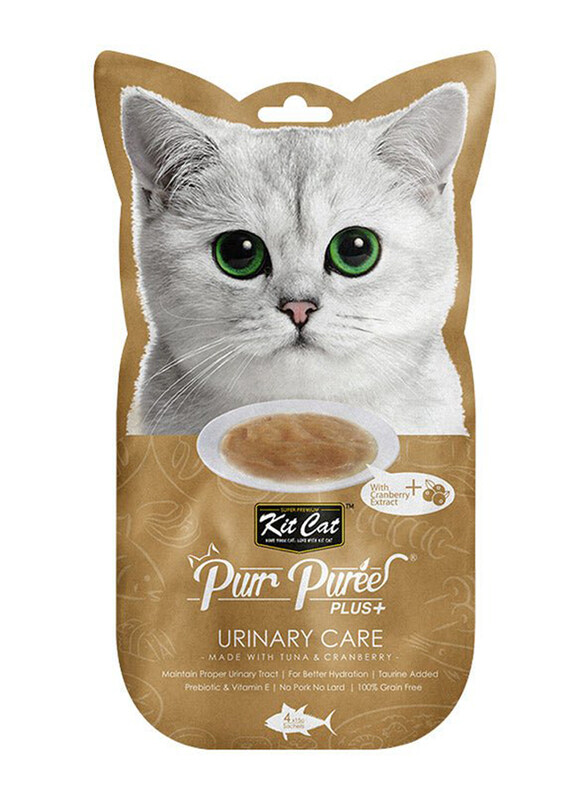 

Kit Cat Purr Puree Plus+ Tuna & Cranberry Urinary Care Cat Wet Treat, 4 x 15g