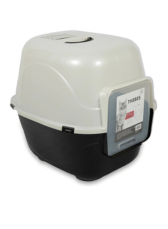 

M-Pets Thebes Cat Litter Box, Large, White/Black