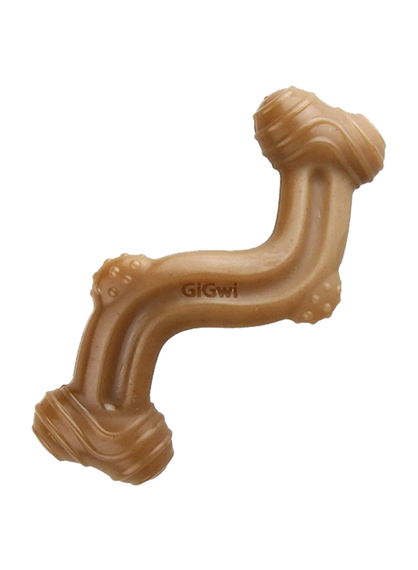 Gigwi Nylon Bone with S Shape, 7-inch,  Large, Brown