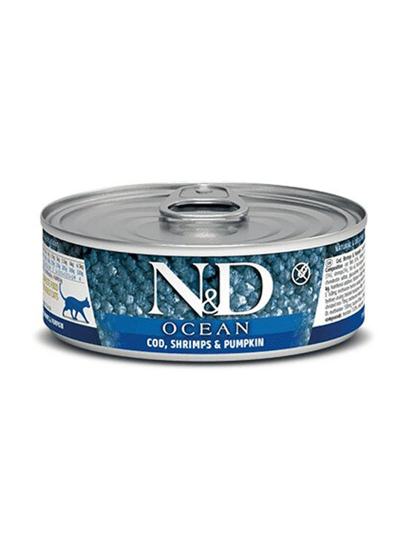Farmina N&D Ocean Tuna Cod Shrimp & Pumpkin Wet Cat Food, 6 x 80g