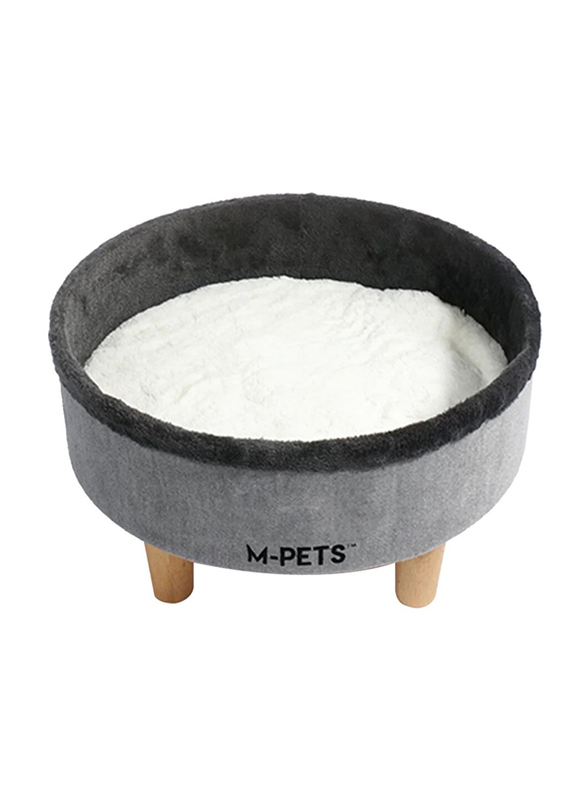 M-Pets Round Elevated Cat Bed, Grey