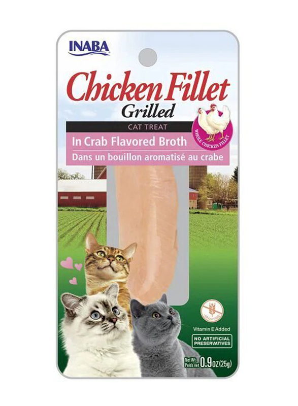 Inaba Grilled Chicken Fillet In Crab Flavored Broth Cat Dry Food, 6 x 25g