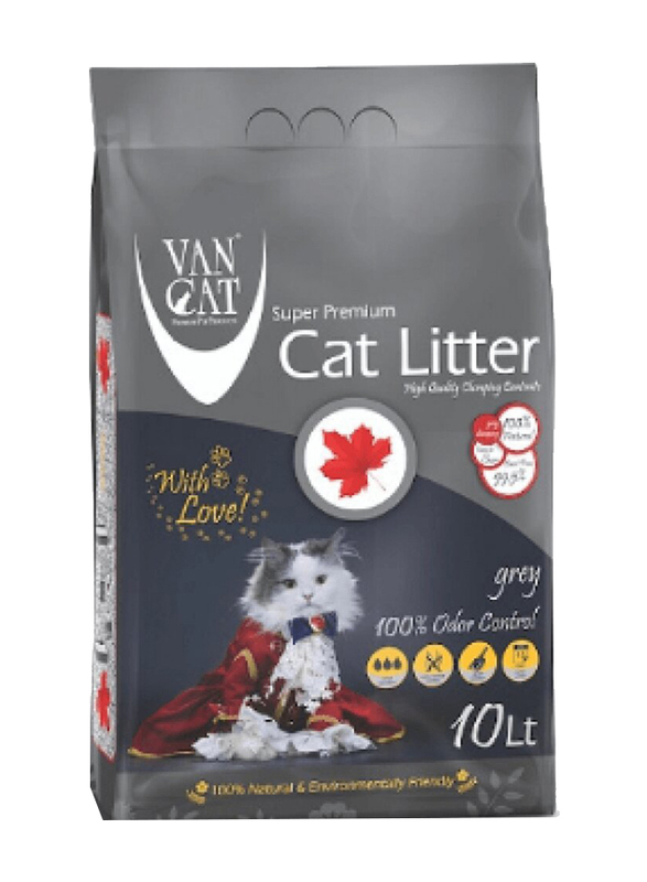 Van Cat White Bentonite Grey Clumping Cat Litter, 10 Kg, Grey