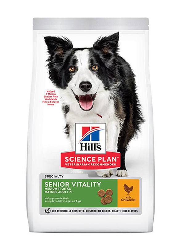 

Hill's Science Plan Senior Vitality Medium Mature Adult 7+ Dog Dry Food with Chicken & Rice, 2.5 Kg