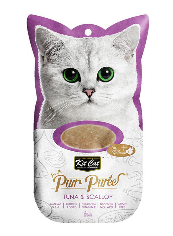 

Kit Cat Purr Puree Tuna & Scallop Cat Treats Wet Food, 60g