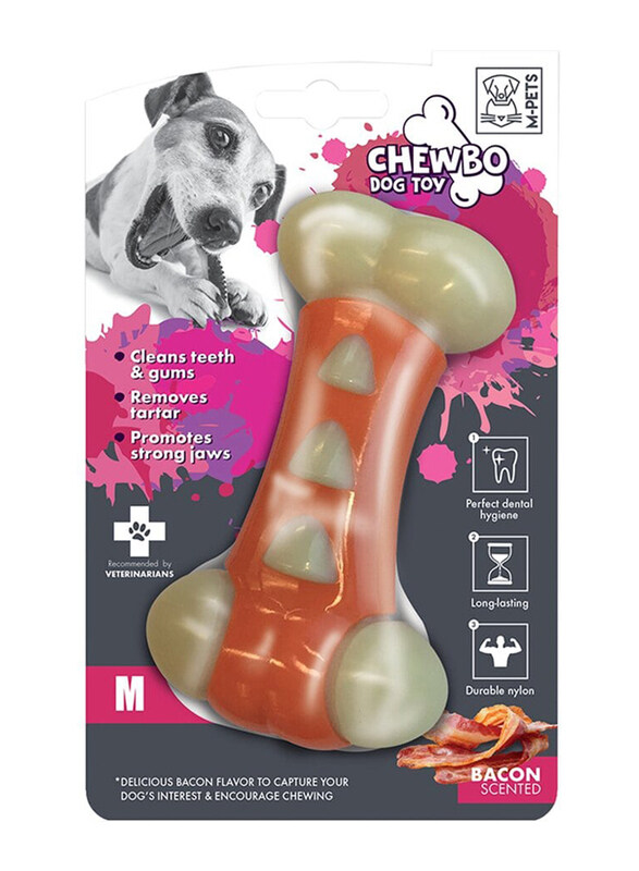 

M-Pets Chewbo Tribone Dog Toy, Medium, White/Orange
