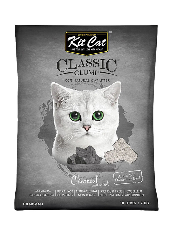 

Kit Cat Classic Clump Charcoal Cat Litter, 10 Litre, White/Blue