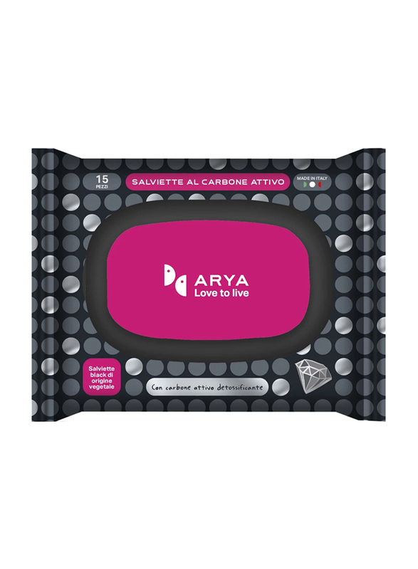 Arya Wet Wipes with Active Carbon for Pets, Set of 15, Black