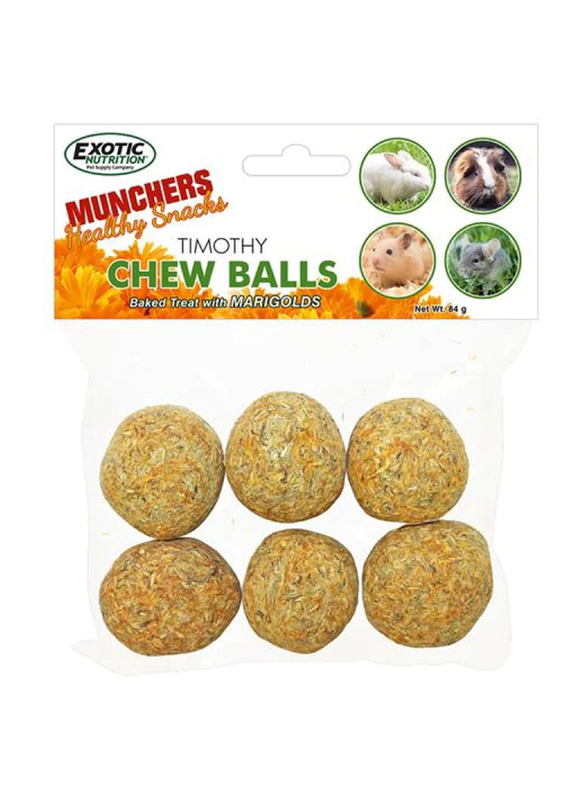 Exotic Nutrition Munchers Marigold & Timothy Chew Balls Small Animals Dry Food, 6 Pieces