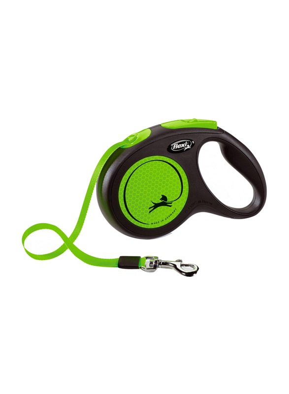 Flexi New Neon Tape Dog Leash, Medium, 5m, Green