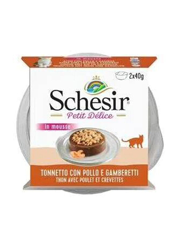 

Schesir Petit Delice Tuna & Chicken with Shrimps Flavor Cat Wet Food Can, 6 x 80g