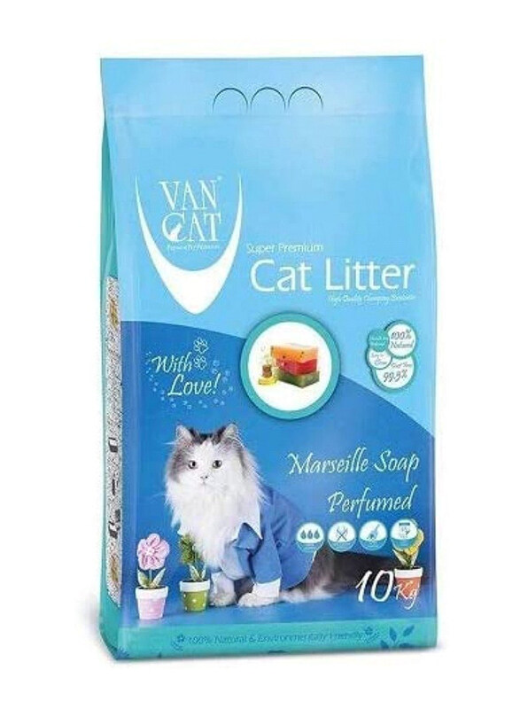 

Van Cat White Bentonite Marsilla Soap Scented Clumping Cat Litter, 10 Kg, Blue