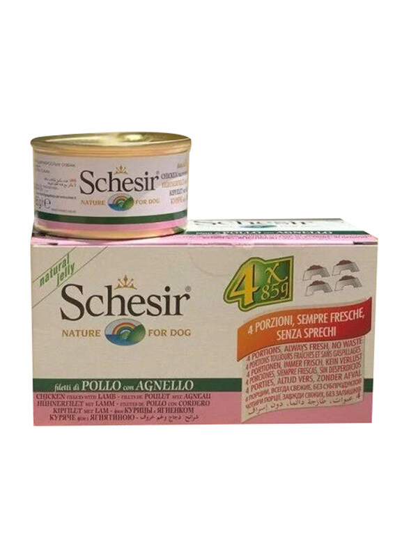 

Schesir Chicken Fillets With Lamb Wet Dog Food, 4 x 85g