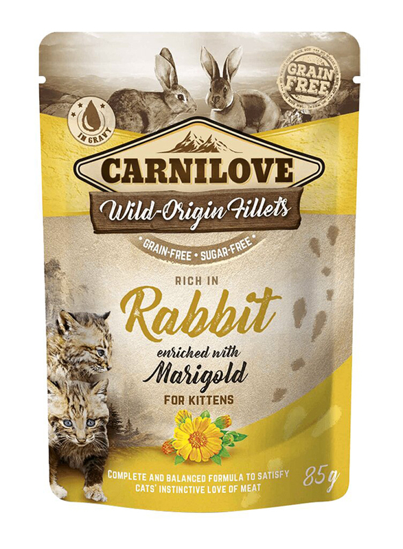 Carnilove Rabbit Enriched With Marigold Kittens Dry Food, 6 x 85g