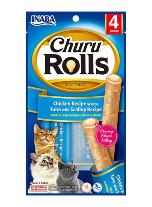 

Inaba Churu Tuna With Scallop Chicken Recipe Wraps Dry Cat Food, 12 x 40g