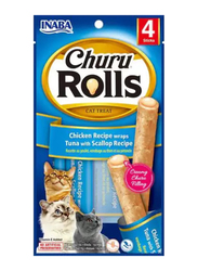 Inaba Churu Tuna With Scallop Chicken Recipe Wraps Dry Cat Food, 12 x 40g
