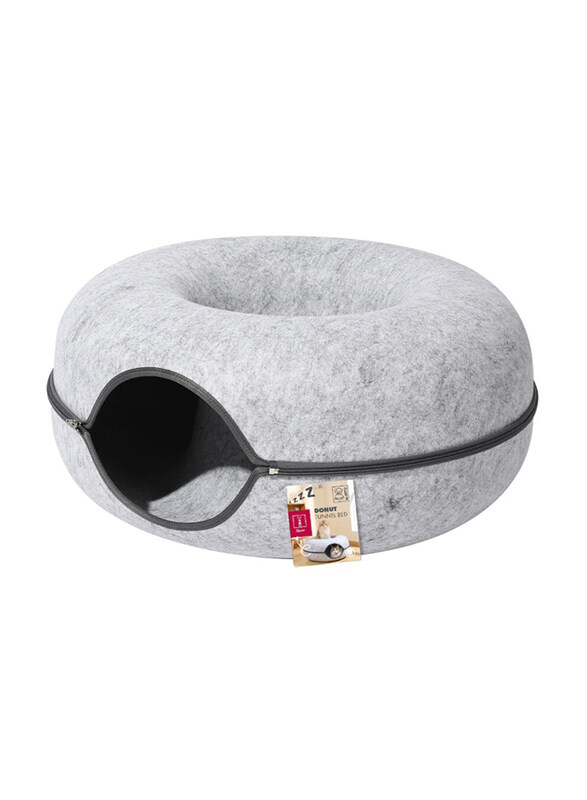 

M-Pets Donut Tunnel Cat Bed, Medium, Grey