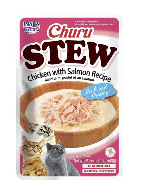 

Inaba Churu Stew Chicken with Salmon Recipe Treats Cat Wet Food, 6 x 40g