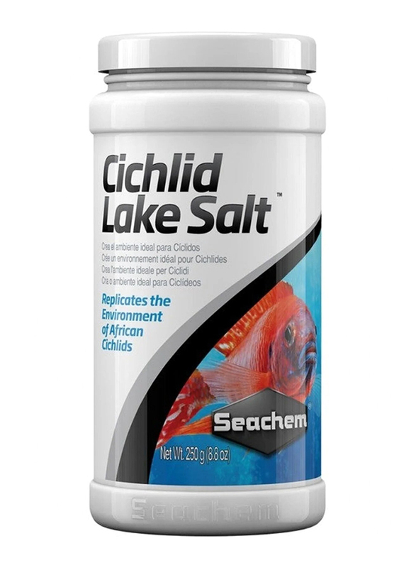 Seachem Fish & Aquatics Freshwater Cichlid Lake Salt, 250g, White/Blue