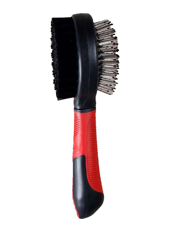 

Flamingo Dog Bristle & Pin Brush, Small, Black/Red