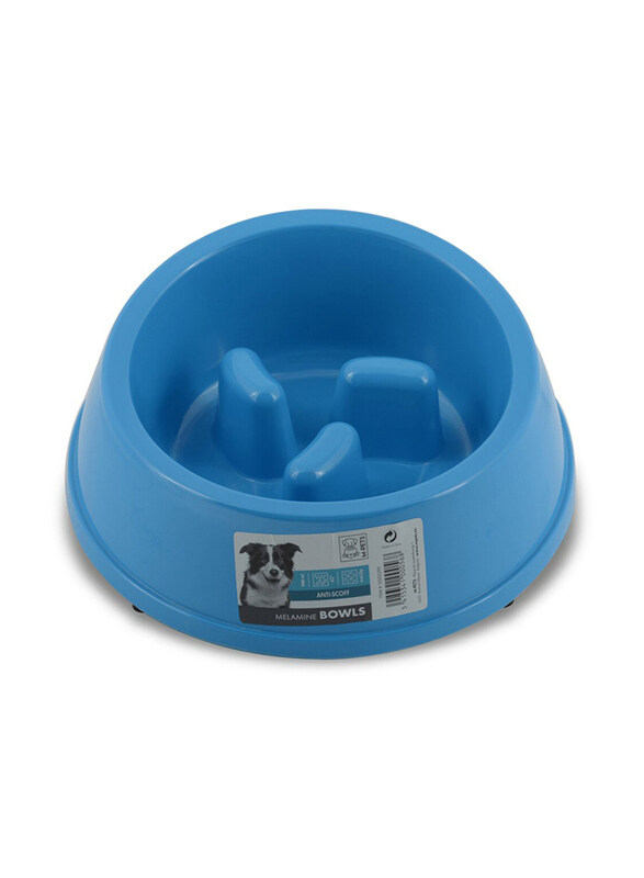 

M-Pets Melamine High Back Slow Down Bowl, 900ml, Blue