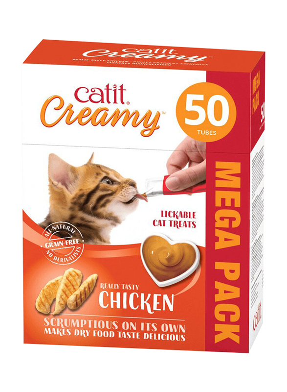 

Catit Creamy Treats Mega Pack Chicken Wet Cat Food, 50 Pieces