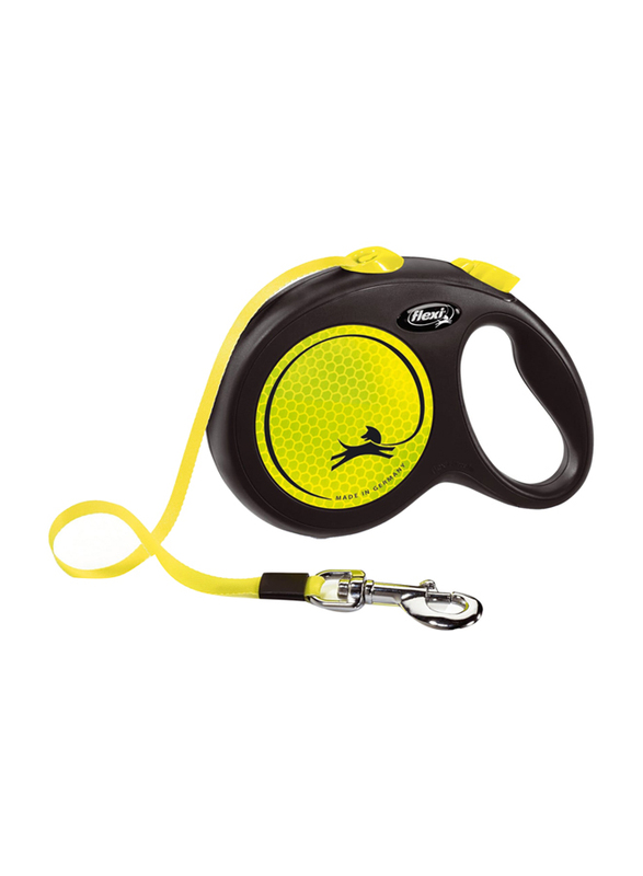 Flexi New Neon Tape Dog Leash, Medium, 5m, Yellow