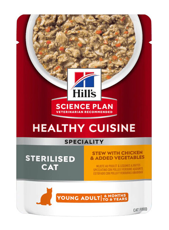 

Hill's Science Plan Healthy Cuisine Stew With Chicken & Added Vegetables Pouch Sterilised Adult Wet Cat Food, 12 x 85g