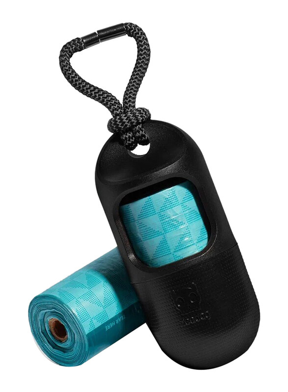 

Zee.Dog Poop Bag Dispenser Roll, 15 Bags, Black/Blue