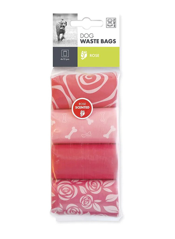 

M-Pets Dog Waste Bags Rose Scented, 60 Pieces, Multicolour