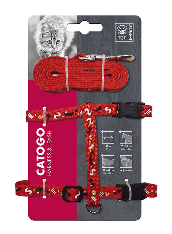 

M-Pets Catogo Cat Harness & Leash Set, Red