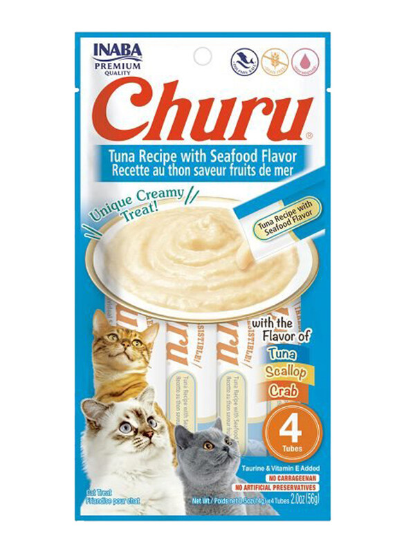 

Inaba Churu Tuna Recipe with Sea Food, Cat Wet Food, 3 x 4 Piece