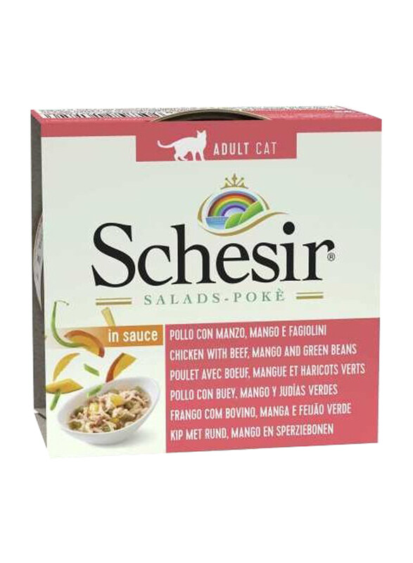 Schesir Beef & Chicken with Mango & Green Beans Salad Wet Cats Food, 6 x 85g