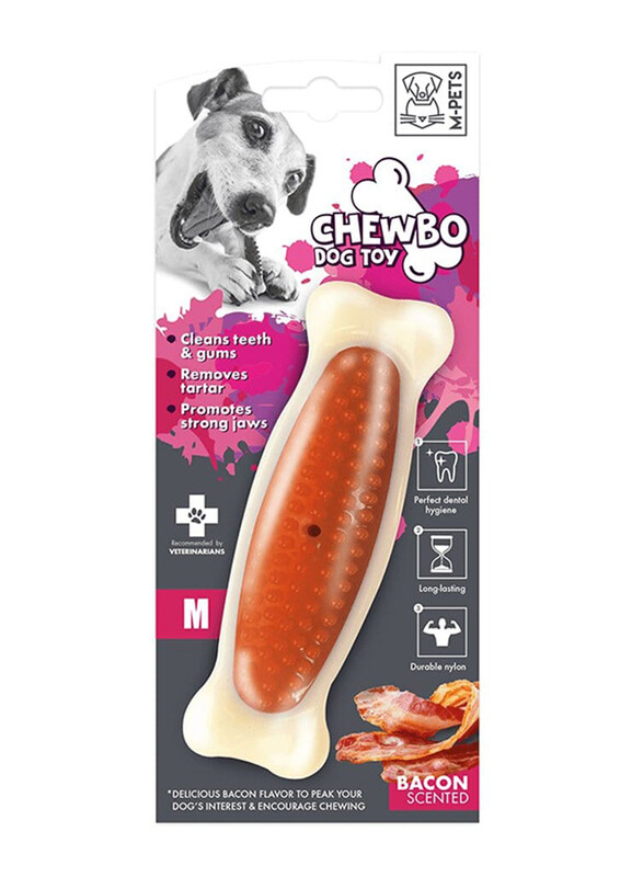 

M-Pets Chewbo Bone Dog Toy, Medium, White/Orange