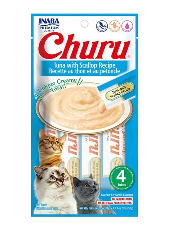 Inaba Churu Tuna With Scallop Recipe Cat Wet Food, 3 x 4 Piece